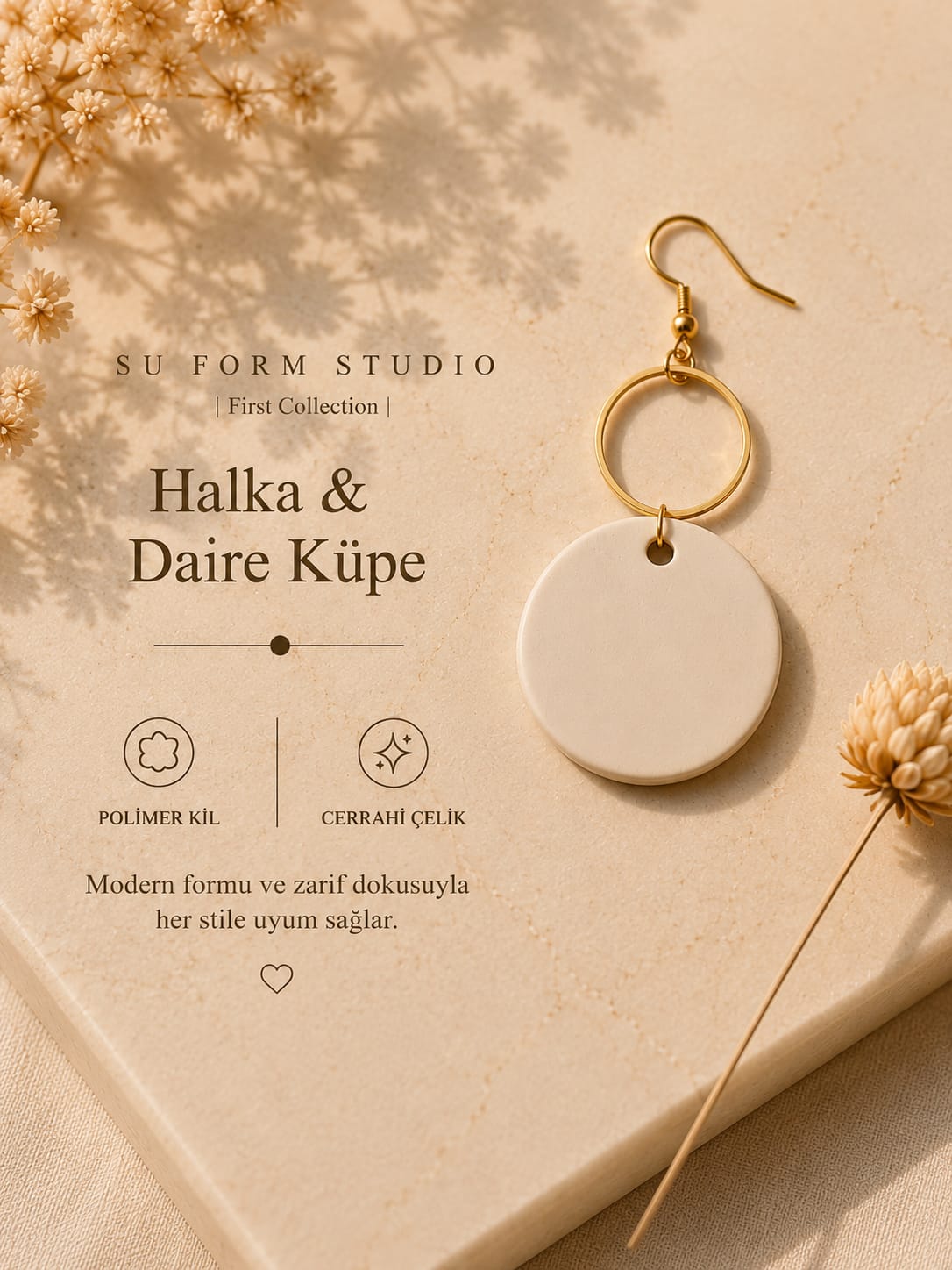 Halka & Daire Küpe — Beyaz